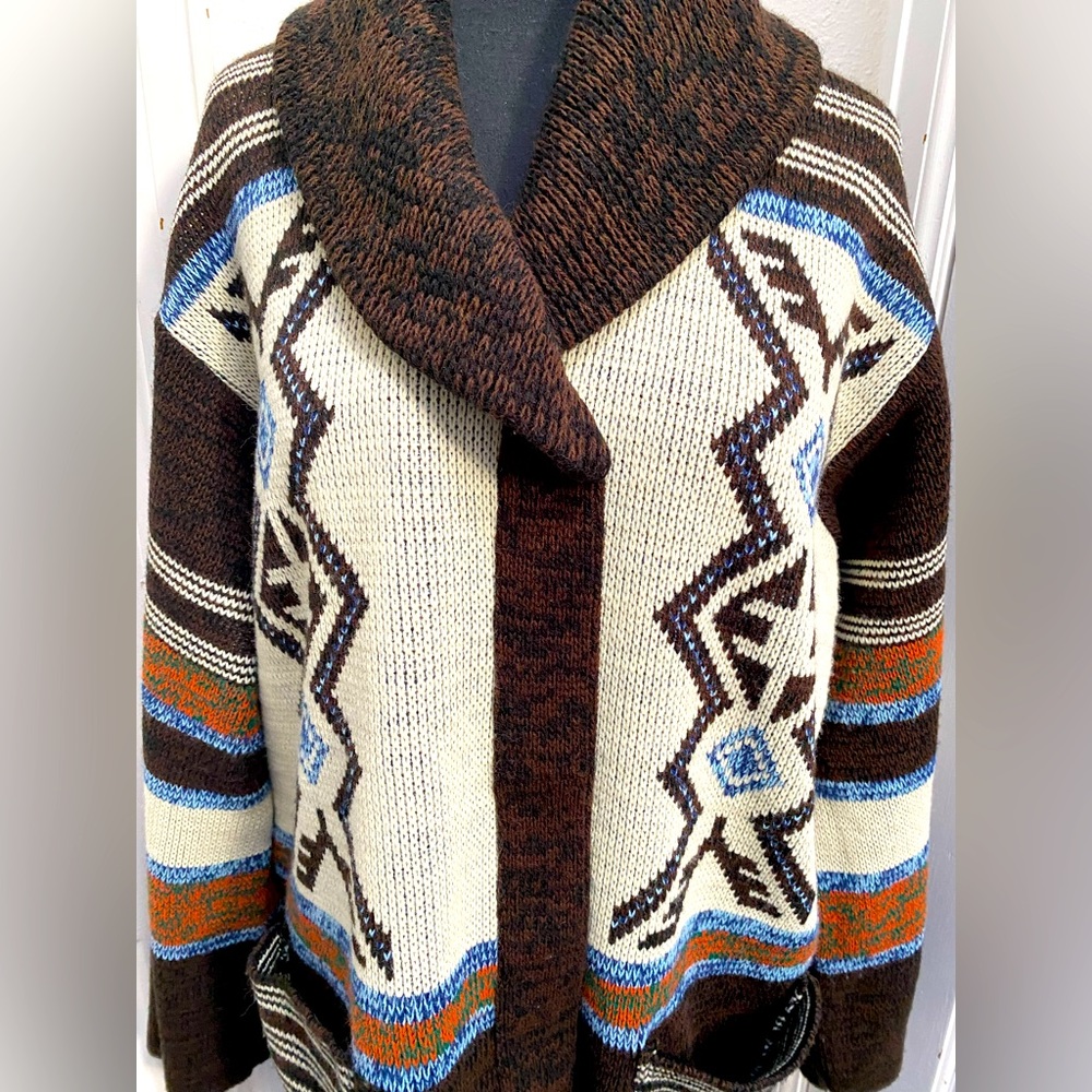* Vintage 1980’s Aztec Style Southwestern XXL Sweater - Picture 4 of 9